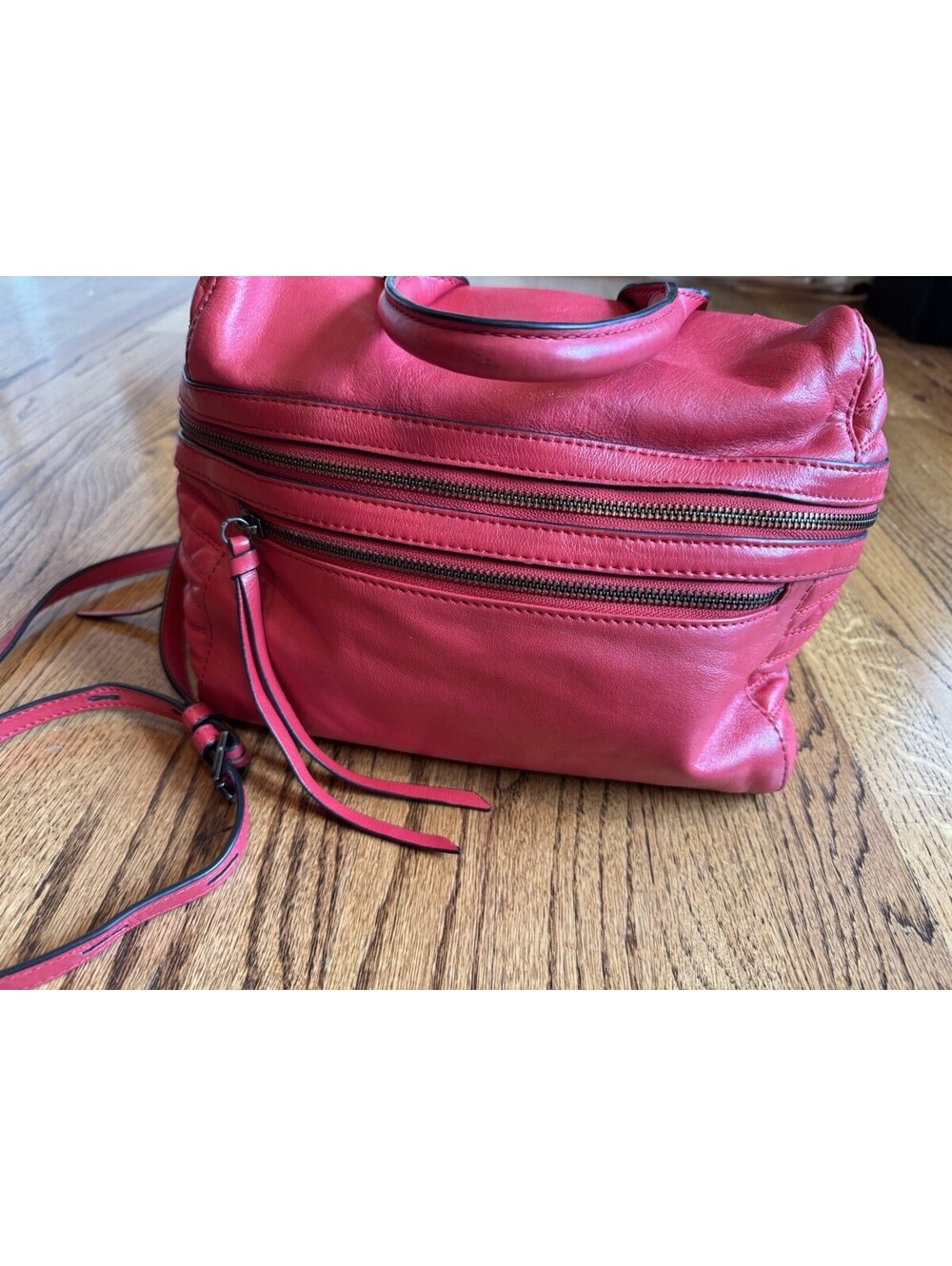 BOTKIER Red Leather Handbag With Quilt and Moto Details Y2K. RARE 2000s Designer